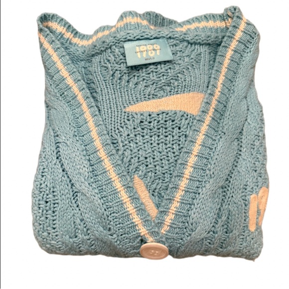 Taylor Swift Light Blue Cable Knit Cardigan M/L 1989 Taylor’s Version - Picture 8 of 16
